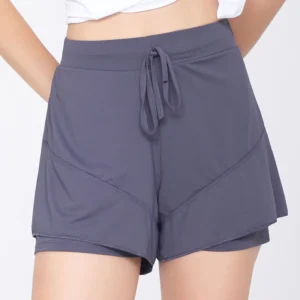 Women's Yoga Shorts Plus Size Running Tennis Marathon Fitness Sports Gym Short Pants 2 in 1 Workout Clothing 3XL 4XL