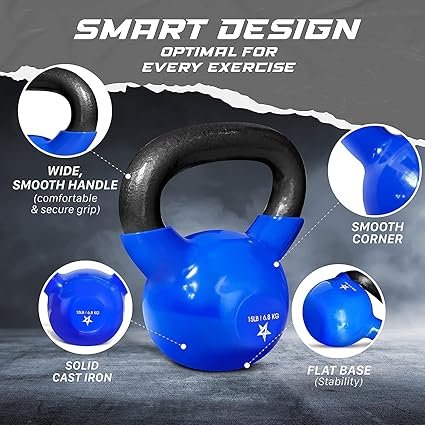 Yes4All Kettlebells Vinyl Coated Cast Iron for Dumbbell Weights